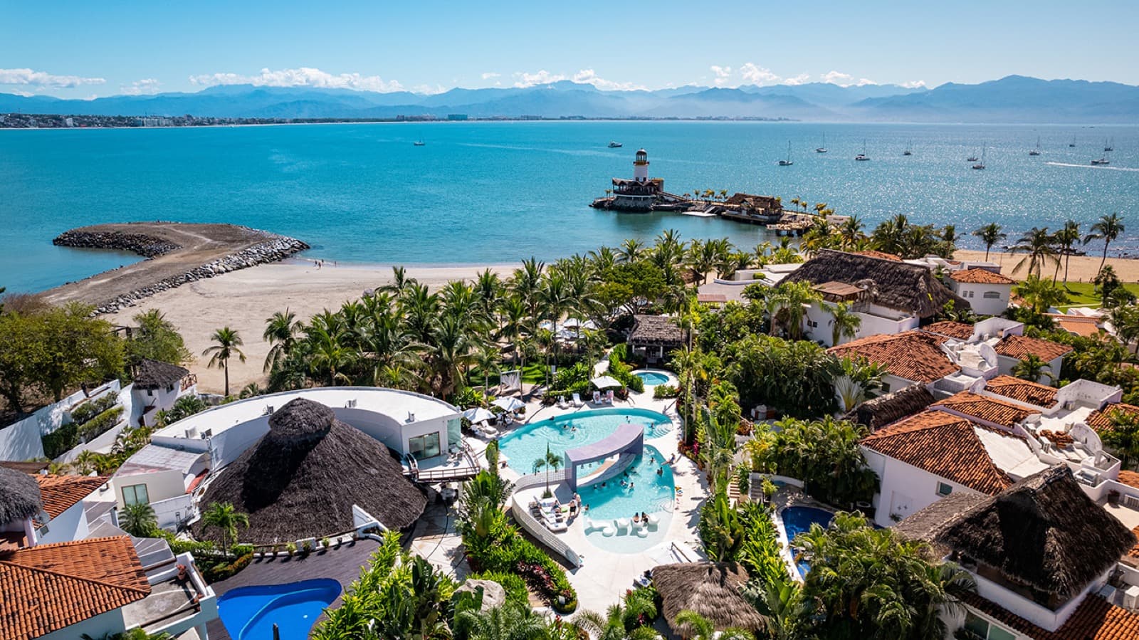Aerial overview of the resort